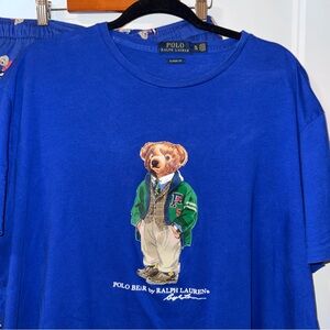 Polo Bear By Ralph Lauren University Letterman Blue TShirt pajama bottom set XL
